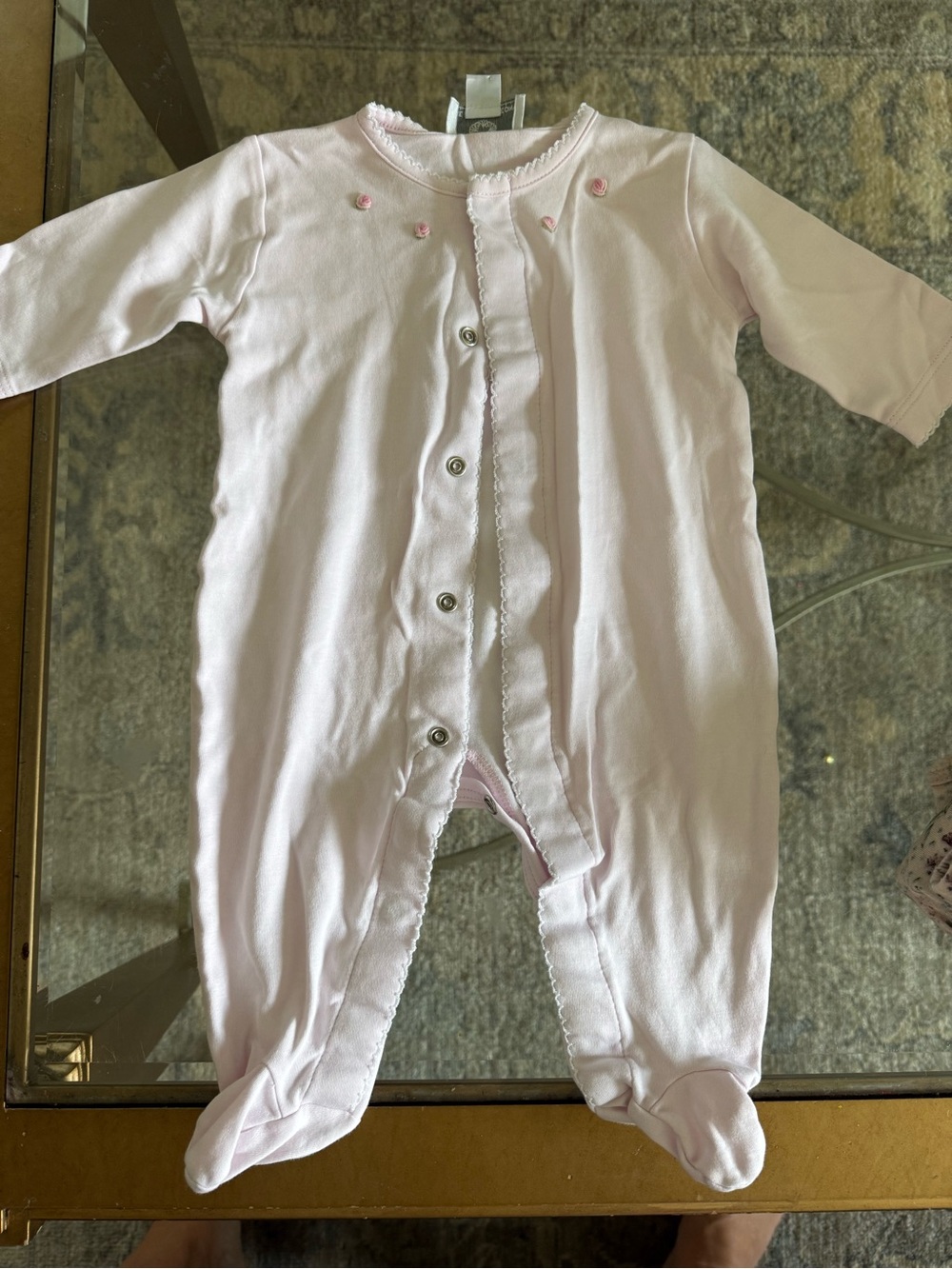 Soft Pink Footed One-Piece Romper with Front Snaps